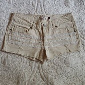 Creme shorts with lace detail